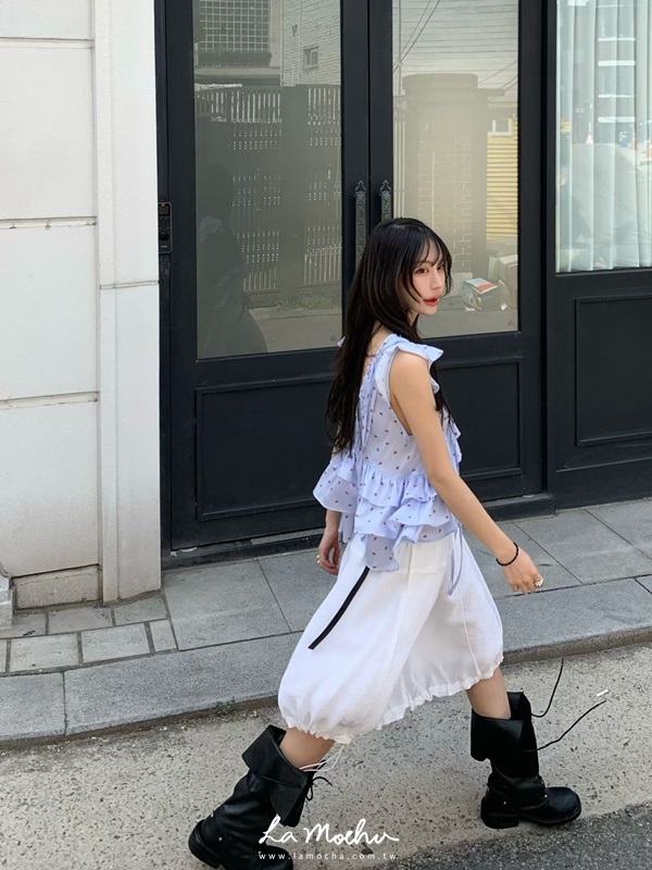 碎花涼感美背蛋糕上衣(花花清單)